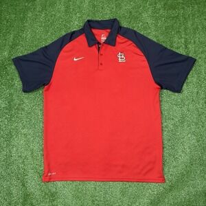 Nike St. Louis Cardinals Dri-Fit Polo Shirt Red Blue Men's‎ Size XL MLB Golf
